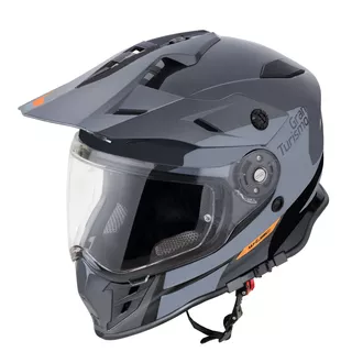 Kask motocross motocyklowy z blendą W-TEC V331 PR Graphic - Czerwono-Szary - Zacieniony Szary