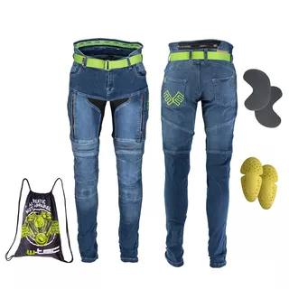 Męskie dżinsy motocyklowe W-TEC Grandus - Niebieski - Niebieski