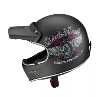 Kask motocyklowy otwarty W-TEC Black Heart Retron - Prosty czarny