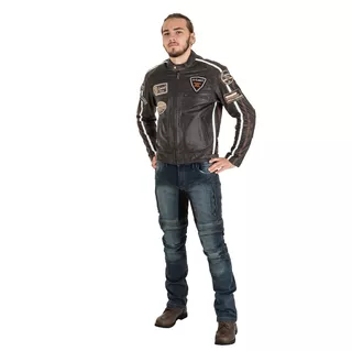 Męska skórzana kurtka motocyklowa W-TEC Buffalo Cracker - Brązowo-szary