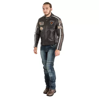 Męska skórzana kurtka motocyklowa W-TEC Buffalo Cracker - Brązowo-szary