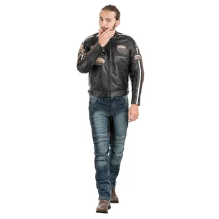 Męska skórzana kurtka motocyklowa W-TEC Sheawen Black - Czarny