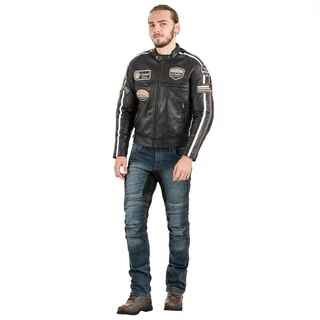 Męska skórzana kurtka motocyklowa W-TEC Sheawen Black - Czarny