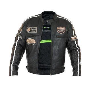 Męska skórzana kurtka motocyklowa W-TEC Sheawen Black - Czarny