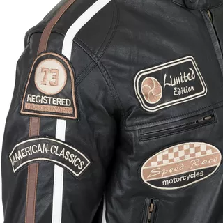 Męska skórzana kurtka motocyklowa W-TEC Sheawen Black - Czarny