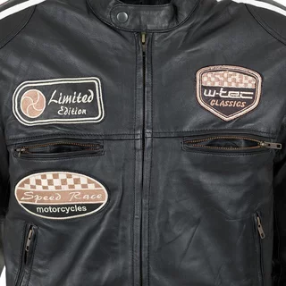 Męska skórzana kurtka motocyklowa W-TEC Sheawen Black - Czarny