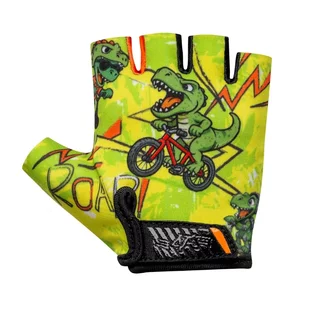 Dziecięce rękawiczki rowerowe Etape Tiny ∙ wyściółka żelowa ∙ antypoślizgowa dłoń ∙ zapięcie na rzep ∙ siatka wentylacyjna - zielony (dino)