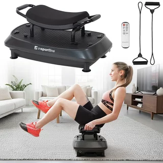 Dwupoziomowa platforma wibracyjna inSPORTline Duonique ∙ 3 wibracje ∙ 30 prędkości ∙ 6 programów ∙ pilot zdalnego sterowania ∙ nośność 100 kg ∙ ekspandery
