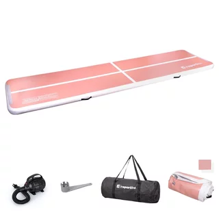 Ścieżka akrobatyczna Airtrack inSPORTline Airstunt 500x100x10 cm różowa z pompką elektryczną