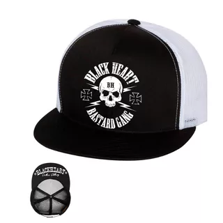 Czapka z daszkiem BLACK HEART Bastard Skull Trucker - Czarny - Biały