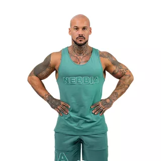 Męska koszulka na ramiączkach fitness Nebbia Strength 714 - Zielony - Zielony