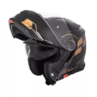 Kask motocyklowy szczękowy z blendą W-TEC Venero - Glossy Black-Gold