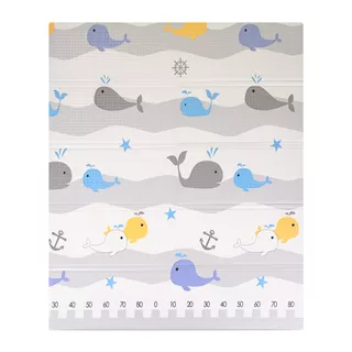 Składana mata materac podkładka dla dziecka inSPORTline Michlino 180x160x1,2 cm - Miasto/Wieloryby
