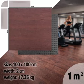 Mata ochronna / podłoga inSPORTline Luxteko Waffle 100x100x2 cm ∙ pod ciężki sprzęt siłowy ∙ struktura waffle ∙ amortyzacja uderzeń ∙ wodoodporna - drewno