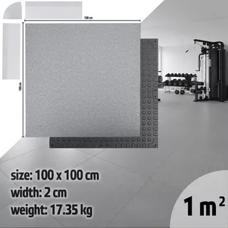 Mata ochronna / podłoga inSPORTline Luxteko Waffle 100x100x2 cm ∙ pod ciężki sprzęt siłowy ∙ struktura waffle ∙ amortyzacja uderzeń ∙ wodoodporna - marmur