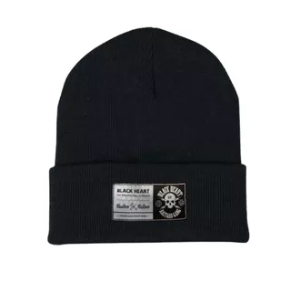 Czapka zimowa bawełniana na uszy BLACK HEART Logo Skull
