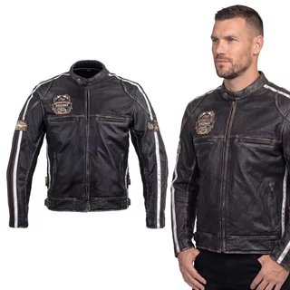 Męska skórzana kurtka motocyklowa W-TEC Sheawen Vintage - Czarny