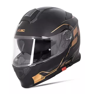 Kask motocyklowy szczękowy z blendą W-TEC Venero - Glossy Black-Gold