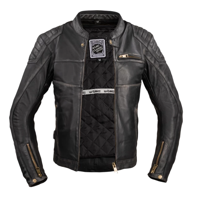 Męska skórzana kurtka motocyklowa W-TEC Suit - vintage czarny