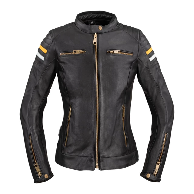 Damska skórzana kurtka motocyklowa W-TEC Stripe Lady - Czarny - Czarny