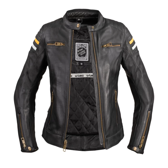 Damska skórzana kurtka motocyklowa W-TEC Stripe Lady - Czarny