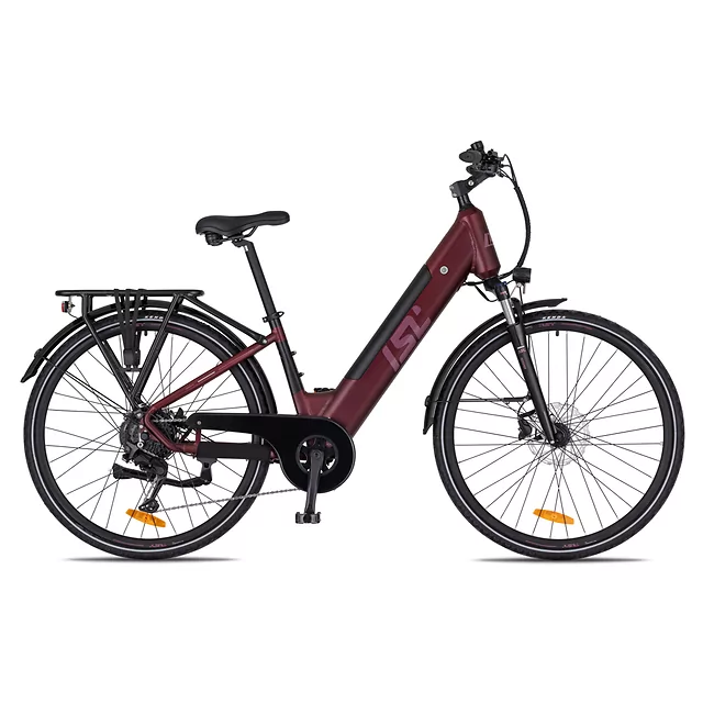 Miejski rower elektryczny inSPORTline ISL Eclion 648 Wh 28" - model 2026 ∙ bateria 648 Wh ∙ zasięg do 120 km ∙ amortyzowany widelec ∙ nośność 120 kg - Aksamitna czerwień