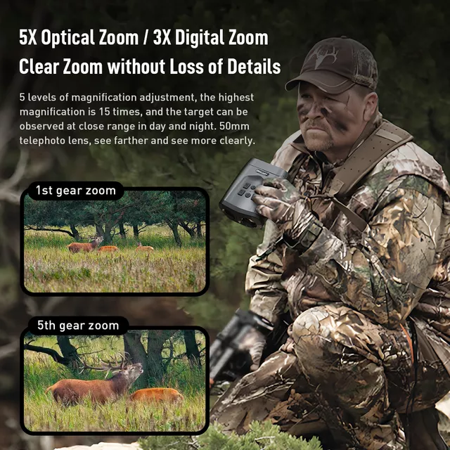 Lornetka cyfrowa z noktowizorem Apexel NV009 ∙ 15x zoom ∙ oświetlenie IR 850 nm ∙ ekran 3" ∙ ładowanie USB-C ∙ nagrywanie 4K