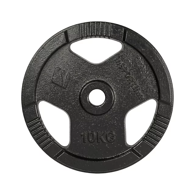 Obciążenie żeliwne inSPORTline Hamerton Black 10 kg ∙ otwór 30 mm ∙ praktyczne uchwyty ∙ odporna powłoka