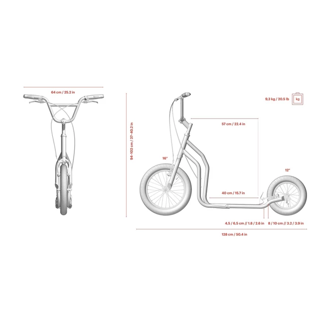 Hulajnoga Yedoo Three 16/12" - Czarny