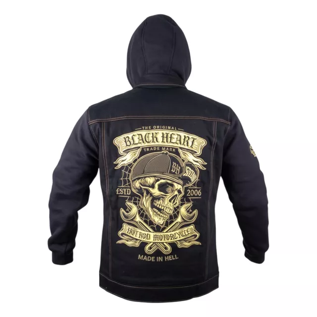 Kurtka motocyklowa W-TEC Black Heart Reeftor ∙ jeansowa ∙ kieszenie na ochraniacze pleców ∙ odpinany kaptur ∙ podszewka ∙ dresowe rękawy - Czarny