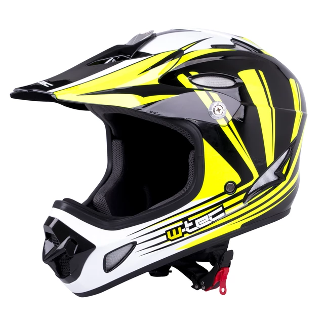 Kask Downhill na rower motor enduro W-TEC FS-605 Allride - Blue Ritual - Yellow Graphic