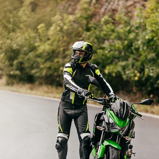 Męska skórzana kurtka motocyklowa W-TEC Velocity - Czarno-czerwony