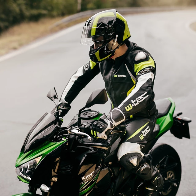 Kask motocyklowy szczękowy W-TEC Vexamo z blendą - Czarno-zielony