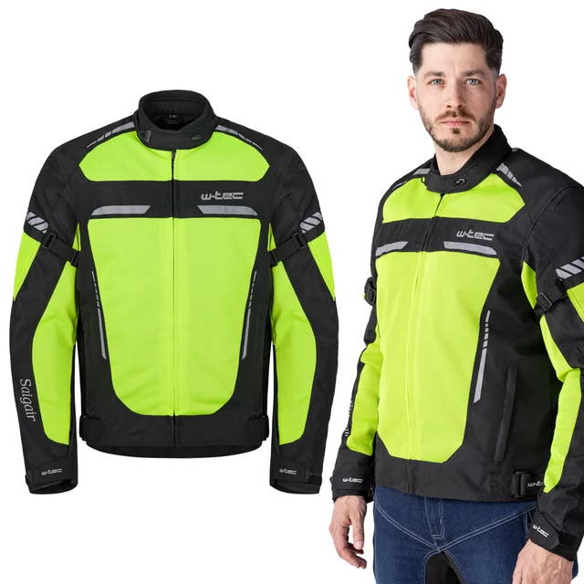 Męska kurtka motocyklowa letnia W-TEC Saigair - Fluo Yellow-Black