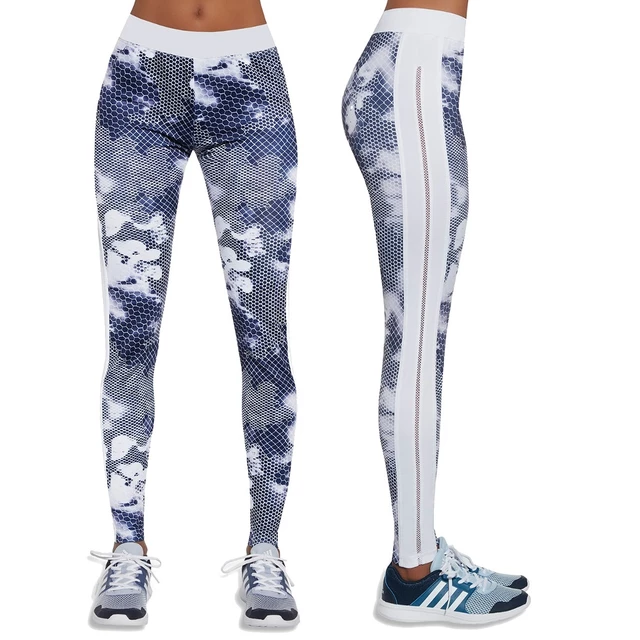 Damskie sportowe legginsy BAS BLACK Code - Biało-niebieski - Biało-niebieski