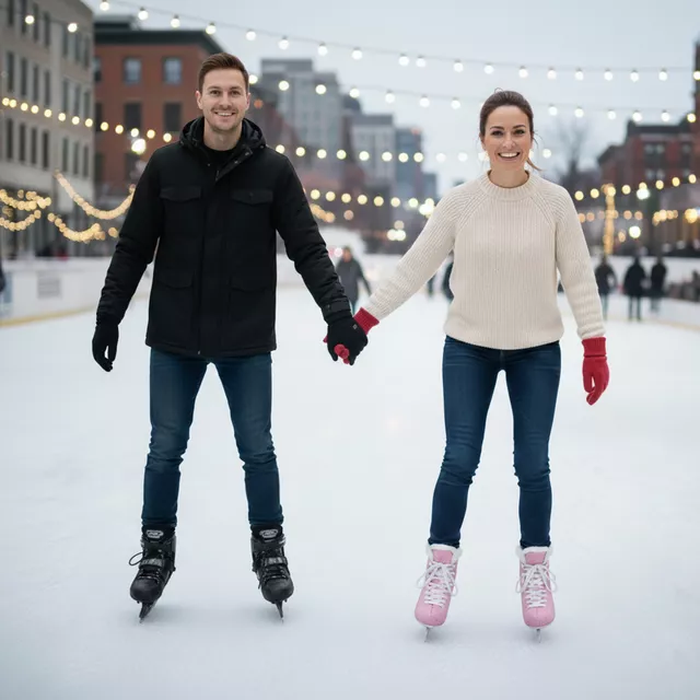 Damskie łyżwy figurowe z ocieplanym kożuszkiem inSPORTline Ireli ∙ Thermo Fit ∙ stal nierdzewna