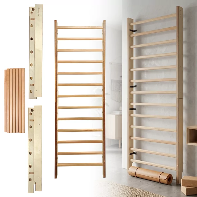 Drabinka gimnastyczna inSPORTline Dualmar 220x65 cm ∙ 11 szczebli ∙ lakierowane drewno bukowe ∙ nośność 130 kg