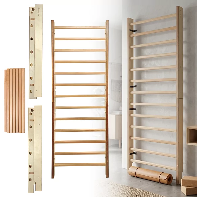 Drabinka gimnastyczna inSPORTline Dualmar 220x80 cm ∙ 11 szczebli ∙ lakierowane drewno bukowe ∙ nośność 130 kg