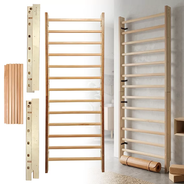 Drabinka gimnastyczna inSPORTline Dualmar 250x90 cm ∙ 13 szczebli ∙ lakierowane drewno bukowe ∙ nośność 130 kg