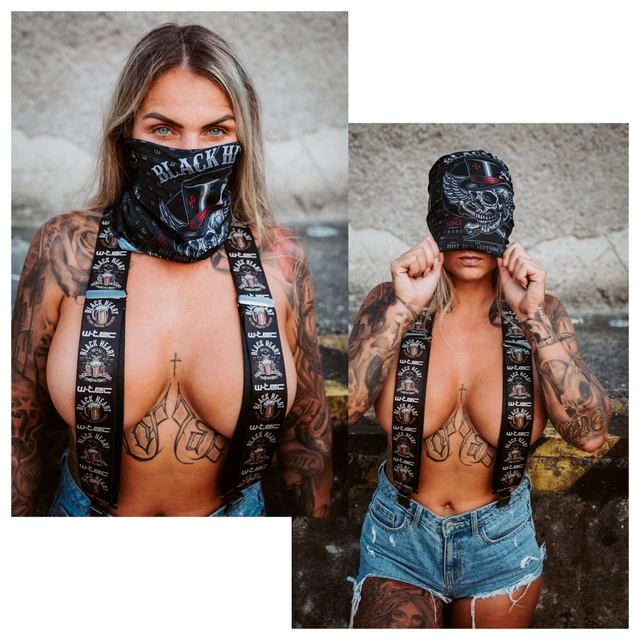 Wielofunkcyjna chusta na motor szalik ocieplacz na szyję W-TEC Black Heart Scarfest - Skrzydła Czaszki