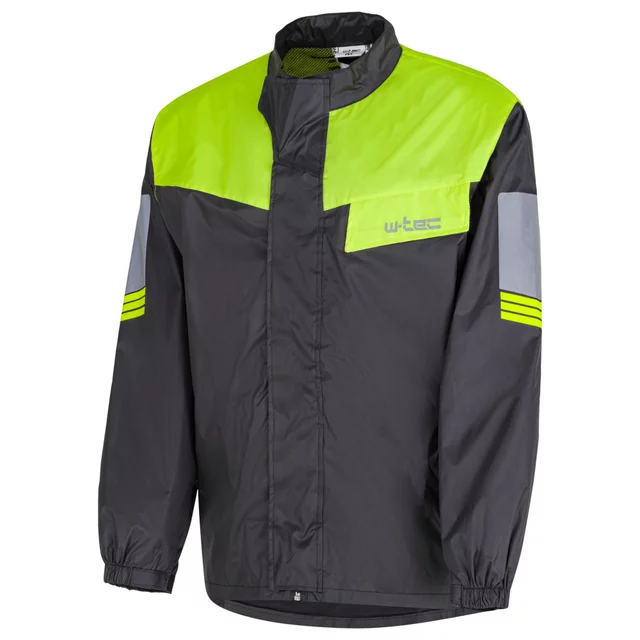 Kurtka przeciwdeszczowa na motocykl W-TEC Igava ∙ oddychająca podszewka mesh ∙ zabezpieczony suwak ∙ wysoka widoczność - czarny-fluo zielony