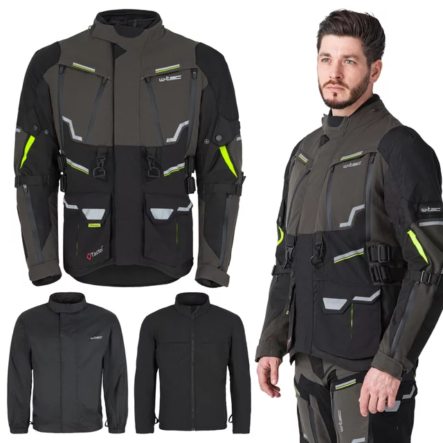 Męska kurtka motocyklowa W-TEC Daimick - Czarno-szary - Czarno-szary