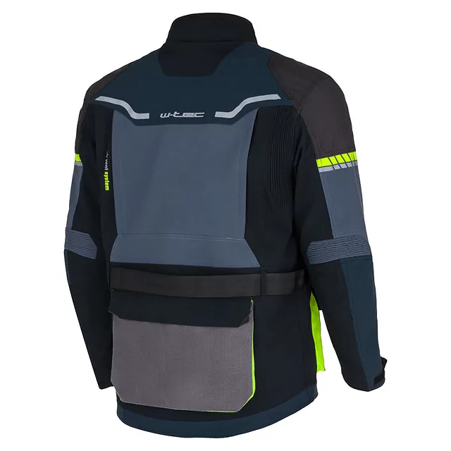 Kurtka motocyklowa W-TEC Modock ∙ trójwarstwowa ∙ wypinana podpinka ∙ membrana wodoodporna ∙ ochraniacze CE ∙ wentylacja AirVent - czarno-niebiesko-fluo-żółty