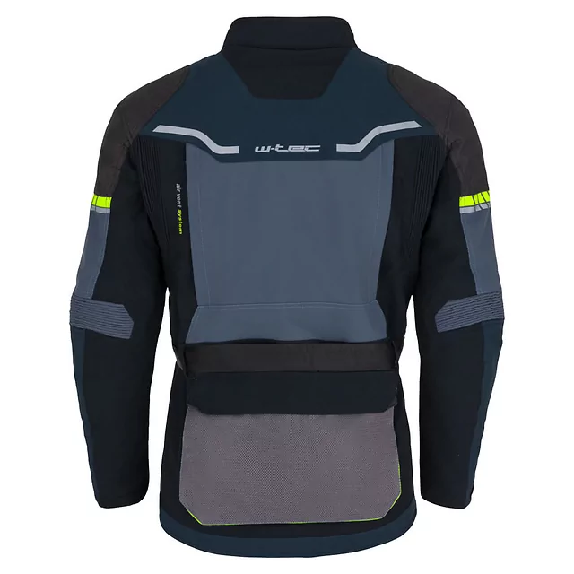 Kurtka motocyklowa W-TEC Modock ∙ trójwarstwowa ∙ wypinana podpinka ∙ membrana wodoodporna ∙ ochraniacze CE ∙ wentylacja AirVent - czarno-niebiesko-fluo-żółty