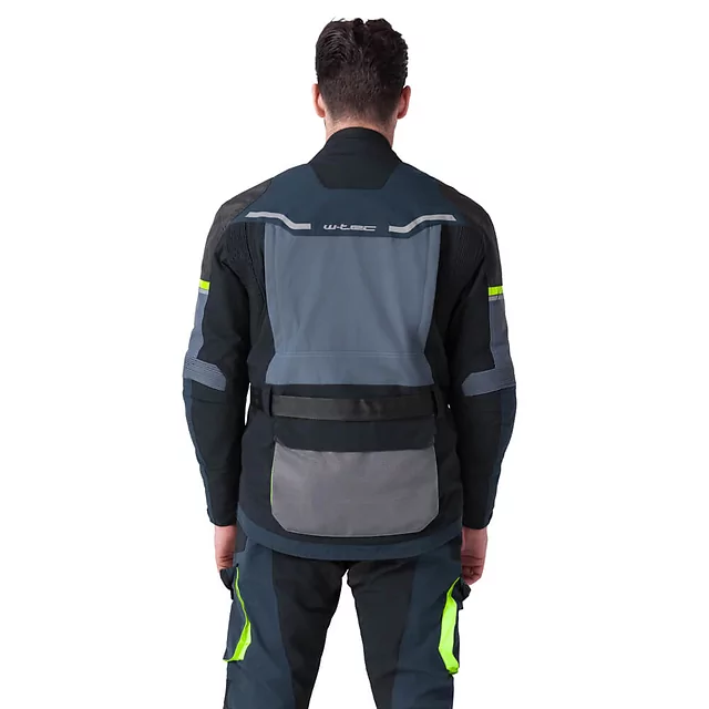 Kurtka motocyklowa W-TEC Modock ∙ trójwarstwowa ∙ wypinana podpinka ∙ membrana wodoodporna ∙ ochraniacze CE ∙ wentylacja AirVent - czarno-niebiesko-fluo-żółty