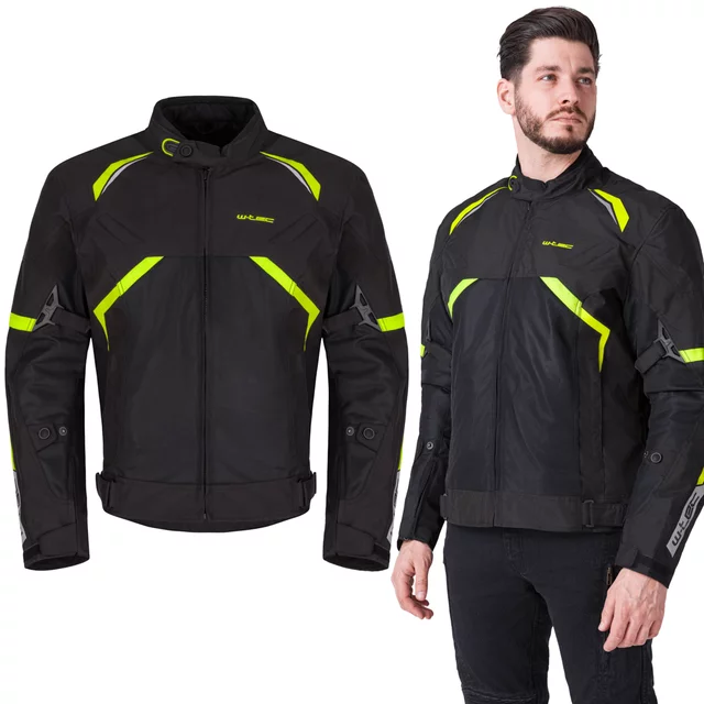 Kurtka motocyklowa W-TEC Timuco ∙ protektory CE level 2 ∙ wodoodporna membrana ∙ wentylacja ∙ odblaski ∙ podszewka mesh - Czarny-fluo