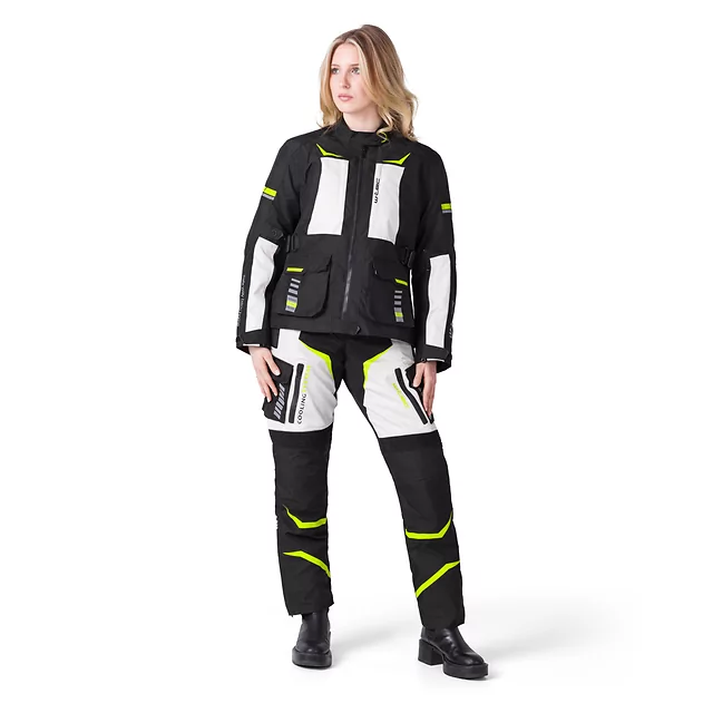 Damskie spodnie motocyklowe W-TEC Warao Lady ∙ ochraniacze ce ∙ membrana klimatyczna ∙ airvent ∙ wypinane ocieplenie - Czarny-fluo