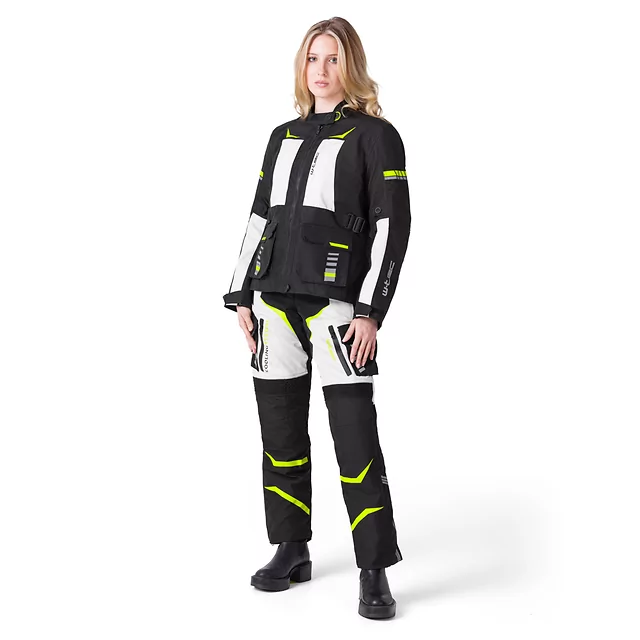 Damska kurtka motocyklowa W-TEC Warao Lady ∙ ochraniacze ce ∙ wentylacja airvent ∙ wypinana podpinka ∙ elementy odblaskowe - Czarny-fluo