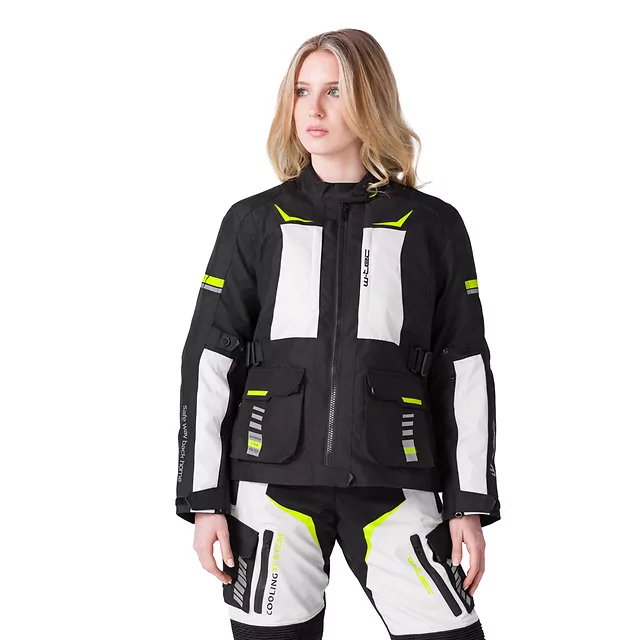 Damska kurtka motocyklowa W-TEC Warao Lady ∙ ochraniacze ce ∙ wentylacja airvent ∙ wypinana podpinka ∙ elementy odblaskowe - Czarny-fluo