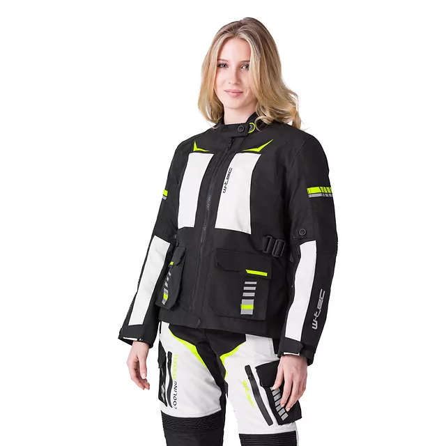 Damska kurtka motocyklowa W-TEC Warao Lady ∙ ochraniacze ce ∙ wentylacja airvent ∙ wypinana podpinka ∙ elementy odblaskowe - Czarny-fluo